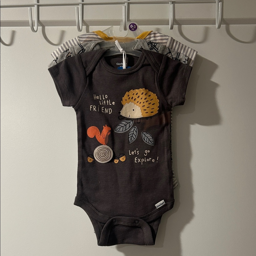 Gerber Black and Orange Kids Bodysuit 3 set